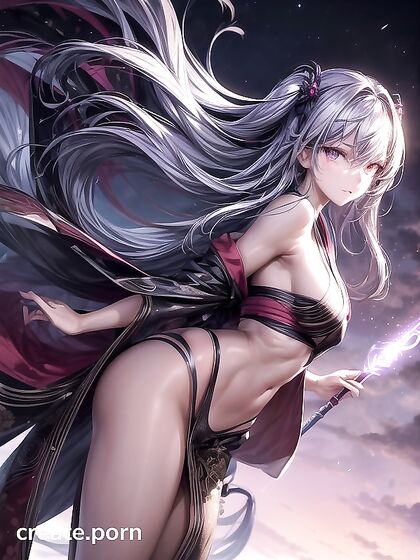 Purple-Eyed Beauty Takes Center Stage in Front View Hentai Fantasy