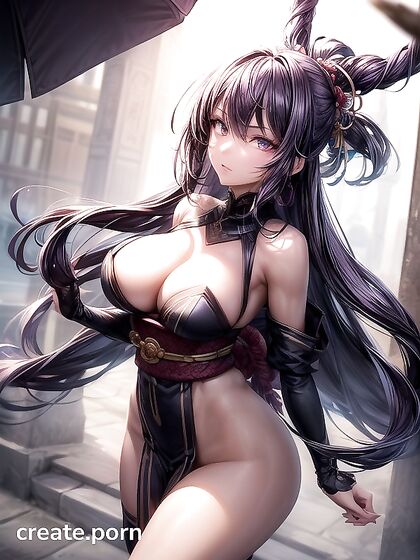 Glowing-Eyed Beauty Shows Off Her Large Ass in Stand-Up Hentai Action