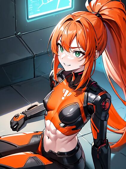 Ponytailed Cutie with Small Breasts Enjoying SFW Hentai Pleasure