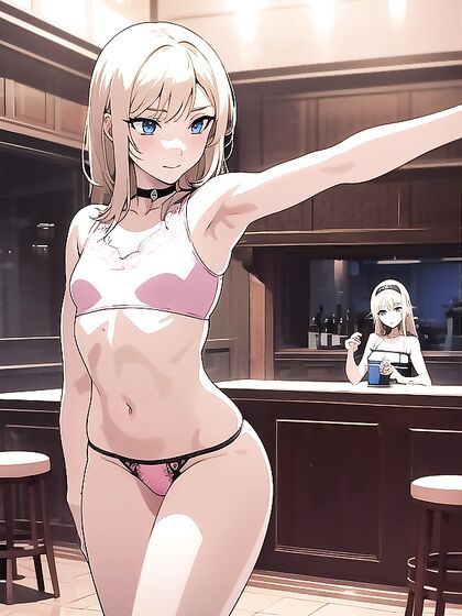 Mischievously Blushing Girl 18+ in Pink Thong Shows Off Her Tiny 18+ Ass in Hentai AIPorn