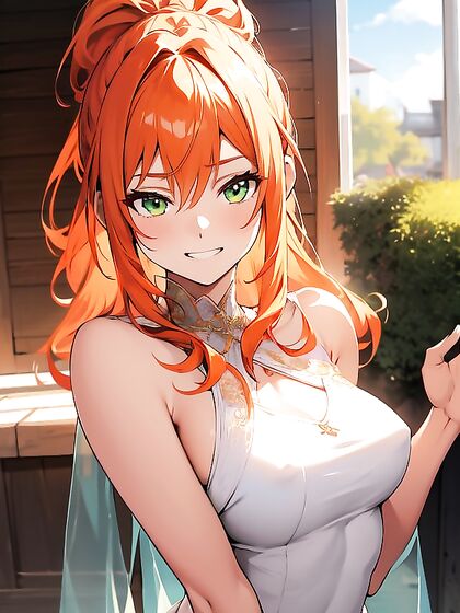 Seductive Green-Eyed Beauty with Ponytail Enjoys Intense Hentai Pleasure