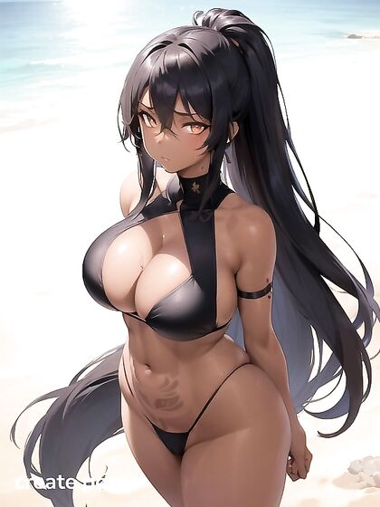 Black-Skinned Beauty Soaked in Wet Clothes at Noon for Steamy Hentai Pleasure