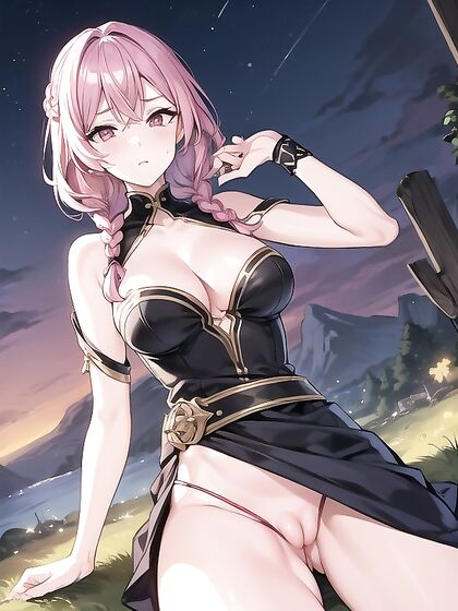 Braided Beauty with Purple Hair Spreads Her Legs for Steamy Hentai Action