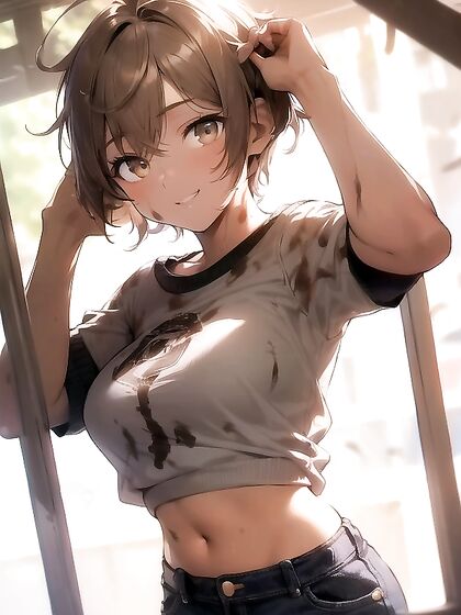 Natural Breasts and Brown Eyes in a Seductive Front View Hentai Scene