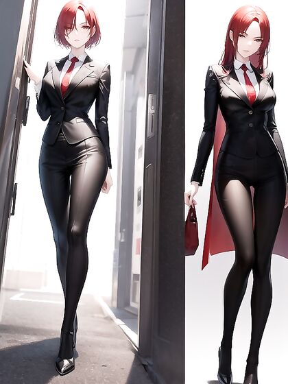 Makima from Chain Saw Man Wears Trench Coat for Seductive Narrow-Eyed Hentai Scenes