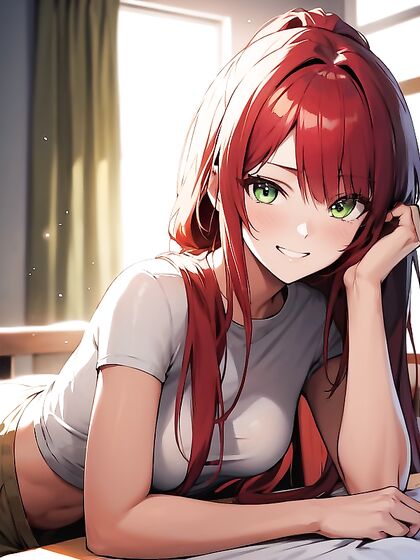 Red-Haired Beauty with Green Eyes Enjoys Intense Warm Anime Pleasure