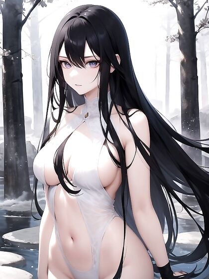 Mystical Warrior Floats Through Enchanted Forest, Exuding Power and Tranquility in Erotic Detail