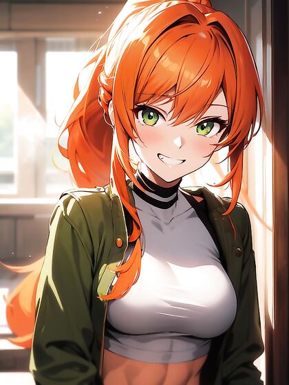 Grinning Girl 18+ with Ponytail Enjoying Intense Hentai Pleasure