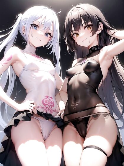 Grinning While Lifting Her Skirt for a Juicy Bottom-Up Hentai Scene
