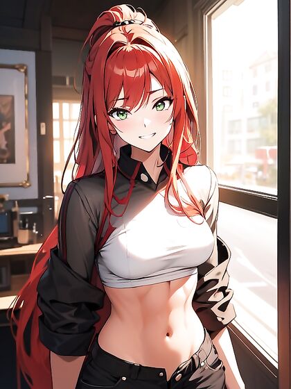 Red-Haired Beauty Enjoying Long-Length Pleasure in Anime Hentai AI Action