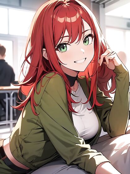 Green-Eyed Grin Meets Long-Length Pleasure in Sensual Hentai Action