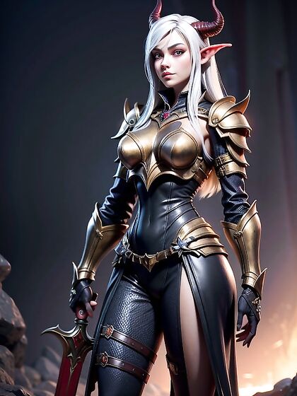 Fully Armored Warrior Wields Sword in Intense Hentai Action