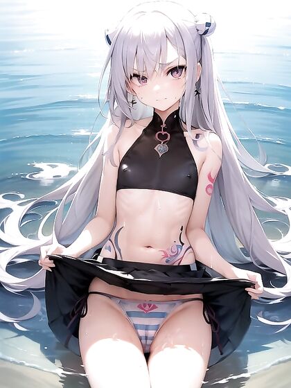 Elegant Hands Adjust Vibrant Underwear with Sparkling Earrings in Seductive Hentai Scene