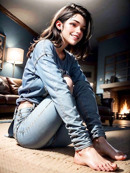 Feet Worship in the Living Room: Oversized T-Shirt Seduction Hentai Fantasy