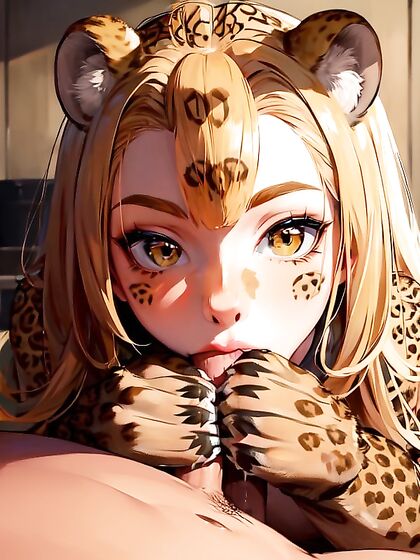 Sensuous Cheetah Girl 18+ Gives Intense Blowjob with Paws replaces Hands in Steamy Hentai Scene