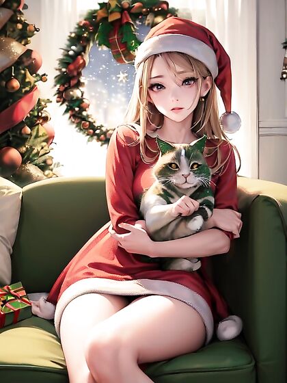 Sensual Christmas Masterpiece: Seductive Sit-On-Sofa Hentai Delights