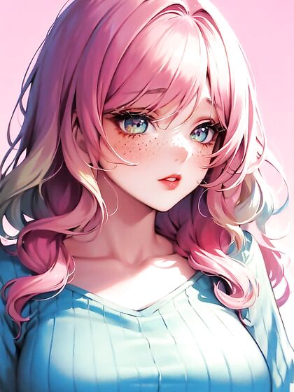 Girl 18+ with Wavy Ombre Hair inPastel-Colored Paradise for Seductive Film Grain hentai Fun