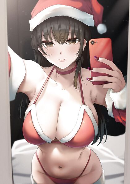 Horny AF Bitch in Red Hottie Xmas Dress Gets Fucked by Jolly Old St Nick - NSFW XXX Pic