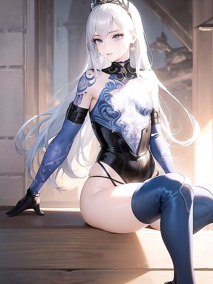 Female Knight in Blue Clothing with Rounded Breasts Enjoys Intense Hentai Pleasure