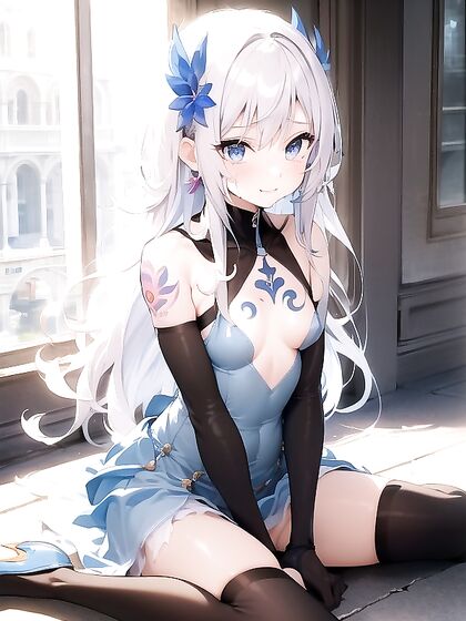 Vibrant Multi-Colored Hair Girl 18+ Lifts Her Skirt for Steamy Hentai Fun