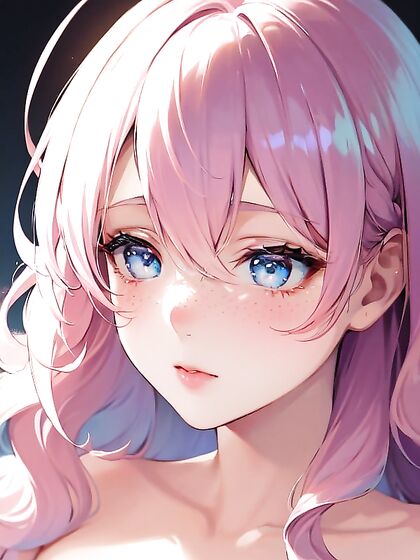 Nude Hentai AI Porn Featuring Glowing Soft Makeup and Light Freckles on Her Nose