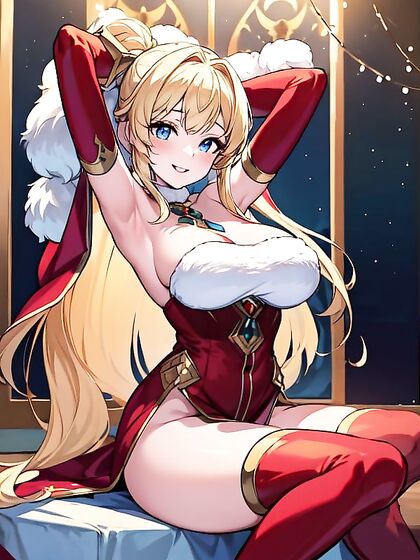 Sitting in Santa's Sleigh with Blue Eyes: A Seductive Hentai Fantasy