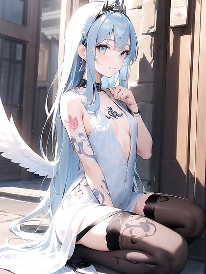 Diadem Adorned Beauty in Long Sleeves Enjoying Intense Hentai Pleasure