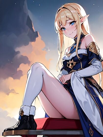 Blonde Beauty with Blue Eyes Dressed in Sexy Christmas Outfit for Naughty Hentai Fun