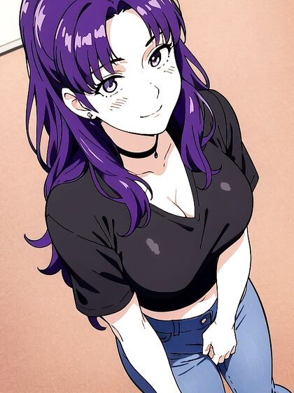 Misato from Evangelion Strips Down Her Jeans for Busty Hentai Action