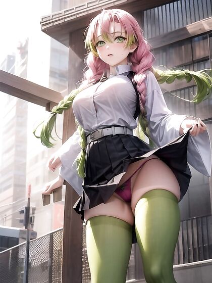 Mitsuri Kanroji in Ultra-Detailed Mini Skirt for Seductive hentai Action