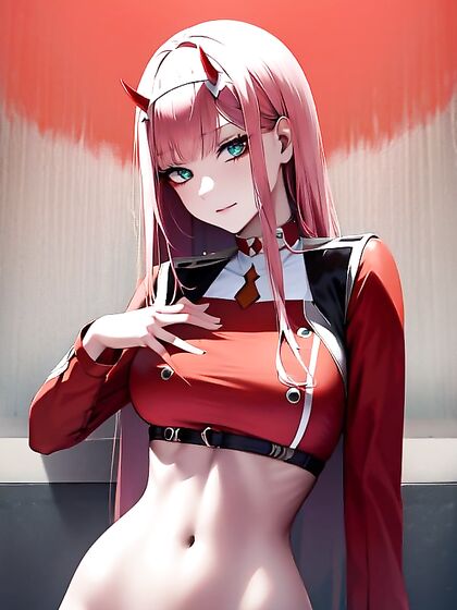 Zero Two from Darling in the FranXX Reveals Her Waist in Seductive Shirt Lift Hentai Scene