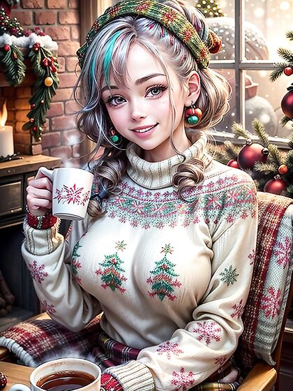 CozyChristmas: Sipping Hot Cocoa by the Fire with Festive Fun Hentai Scenes