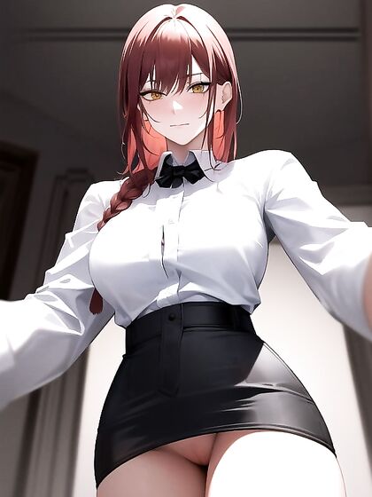 Blushing Mischievously, Bottom-Up View of Her Pleasure in hentai AIPorn