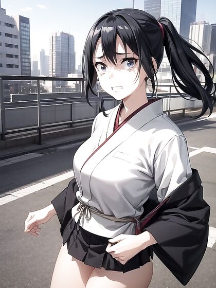 Fit Girl 18+ Stares at Camera with Massive Kaiju Behind Her in Steamy Hentai Scene