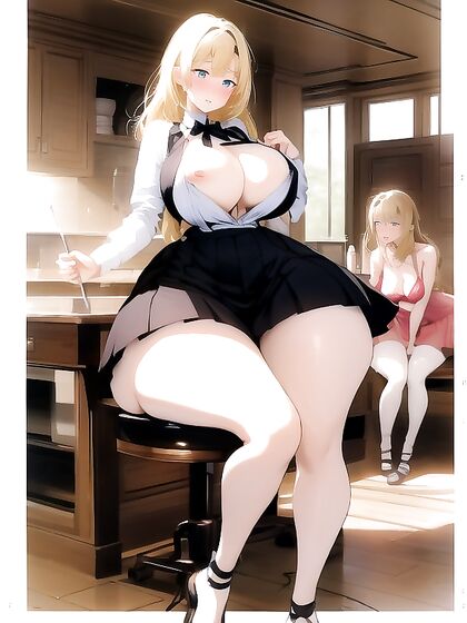 Blue-Eyed Beauty in Form-Fitting Clothes Stares Seductively at You in This hentai AI Porn