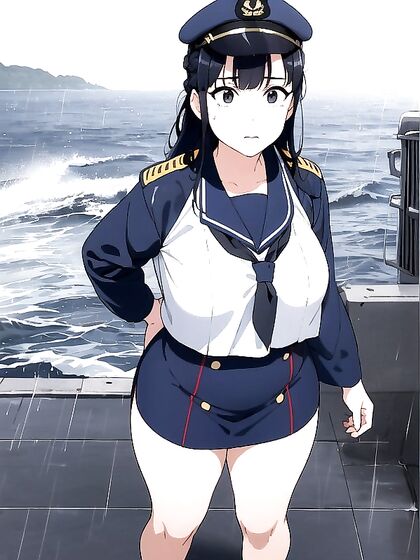 Determined Face on the Battleship Deck: Intense Hentai Action