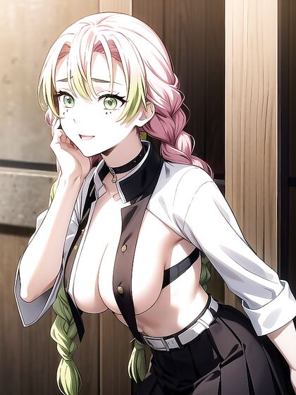 Mischievously Blushing Girl 18+ in Sport Bra and Choker for Seductive Hentai Fun