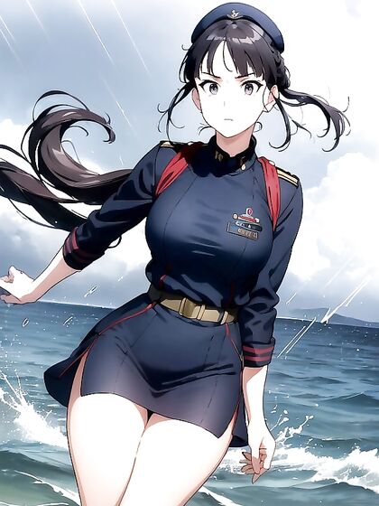 Pigtailed Military Girl 18+ with Black Hair in Intense Hentai Action