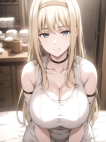 Seductive Viewing Experience: Bedroom hentai with form-fitting clothes and intense eye contact