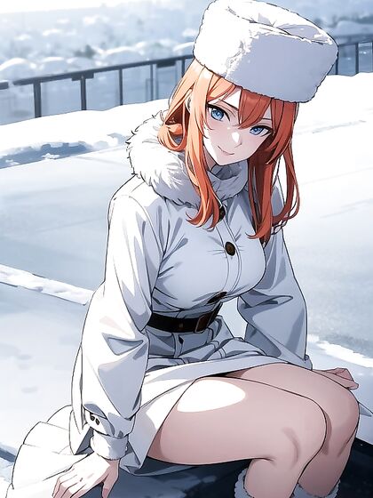 Blonde with Blue Eyes Smiling Seductively on the Floor in Hentai Action