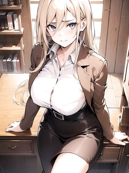 Historia from Attack on Titan Studying Seductively in Her Private Library