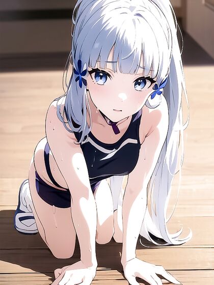 Kamisato Ayaka Wears Sporty Shorts for Intense Hentai Pleasure