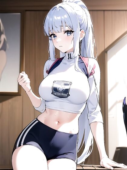 Sweaty Kamisato Ayaka in Sporty Shorts for Steamy Hentai Action