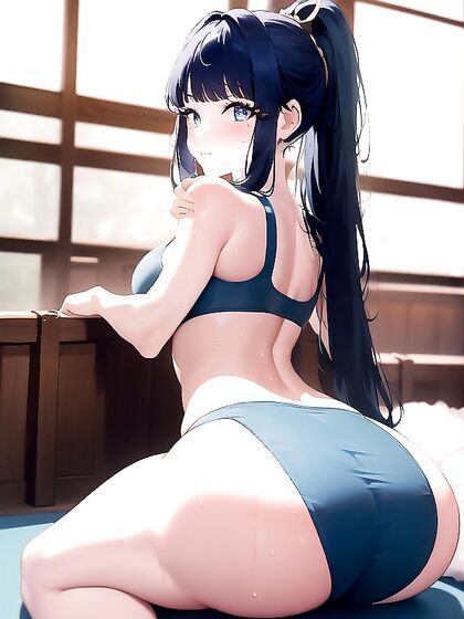 Detailed Screencap of Sporty Babe in Tight Bra for Hot Hentai Action