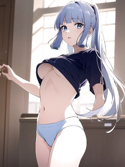 Kamisato Ayaka Exposes Her Underboob in the Bathroom for Steamy Hentai Pleasure