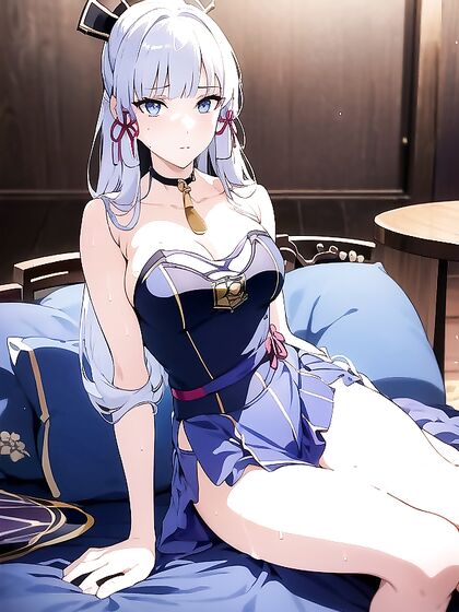 Kamisato Ayaka from Genshin Impact Soaked and Seductively Eyeing You in Wet Clothes Hentai