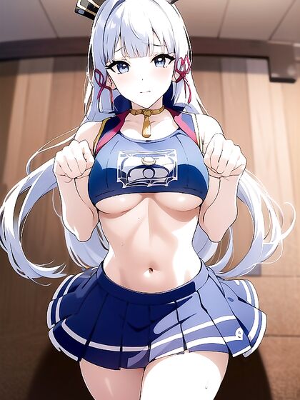 Sultry Bathroom Seduction: Busty Babe in Crop Top Stares Intensely at You
