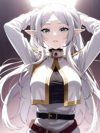 Frieren from Beyond Journey's End Raises Her Arms for Steamy Hentai Pleasure