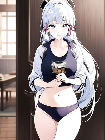 Seductive Crop Top Babe Stares Intently at You in Steamy Hentai Scene