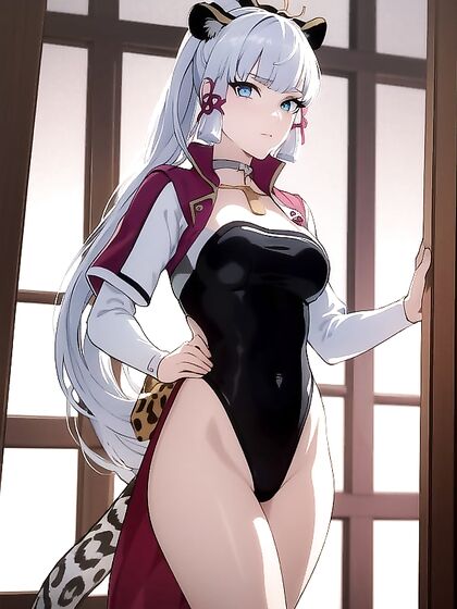 Kamisato Ayaka from Genshin Impact Stares Intensely at You in Seductive Hentai Scene